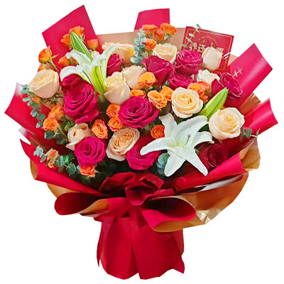 深圳19朵玫瑰百合，爱情永不凋零
