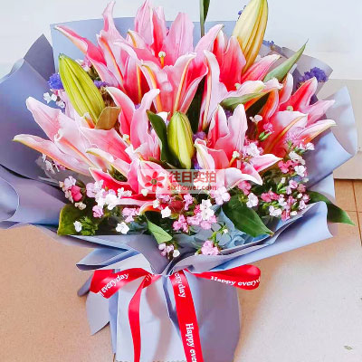深圳6支香水百合，全家幸福快乐